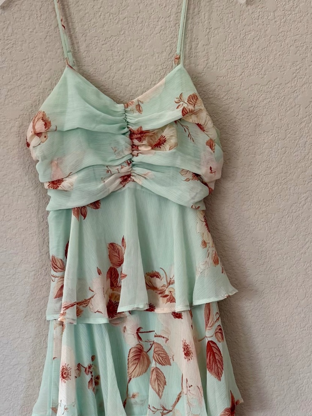Mint Green Floral Tiered Ruffle Midi Dress | Flowy Spring & Summer Dress